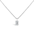 14K White Gold 3/4 Cttw Lab Grown Emerald Cut Solitaire Diamond Pendant Necklace