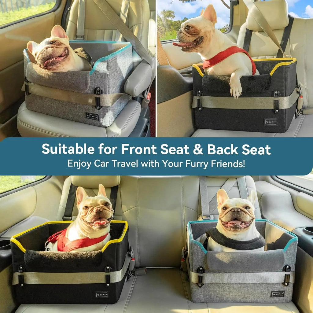 Foldable Dog Car Seat Booster – Safety Buckles & Tether