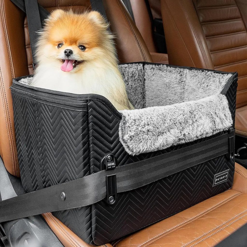 Foldable Dog Car Seat Booster – Safety Buckles & Tether