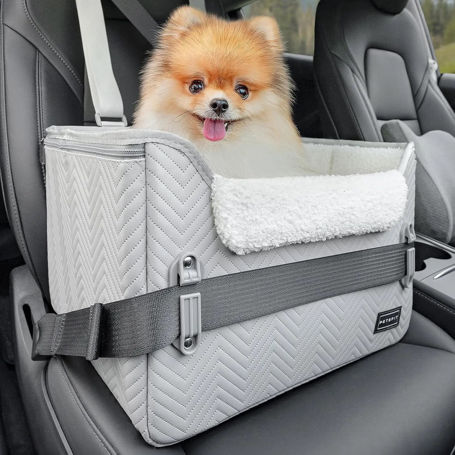 Foldable Dog Car Seat Booster – Safety Buckles & Tether