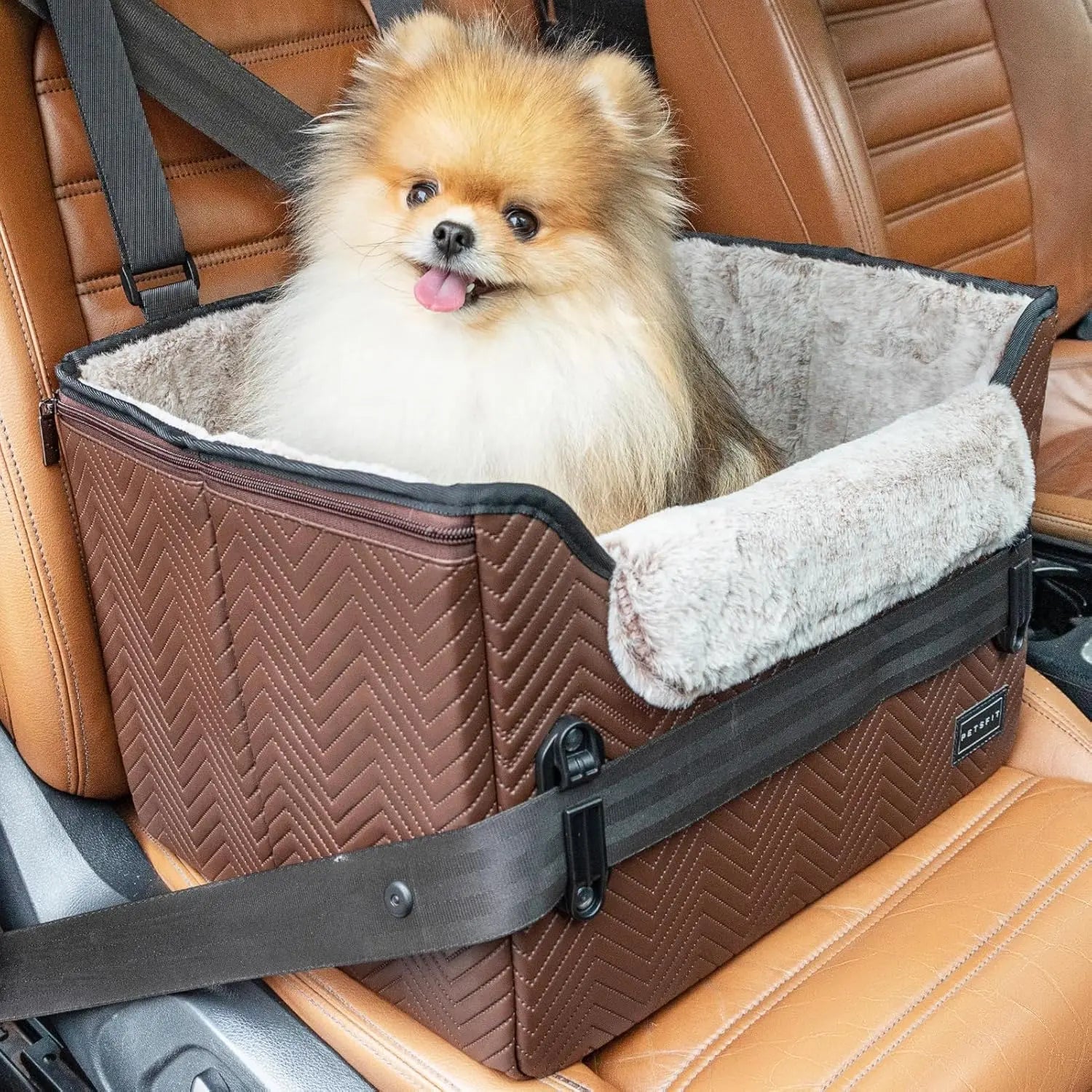 Foldable Dog Car Seat Booster – Safety Buckles & Tether