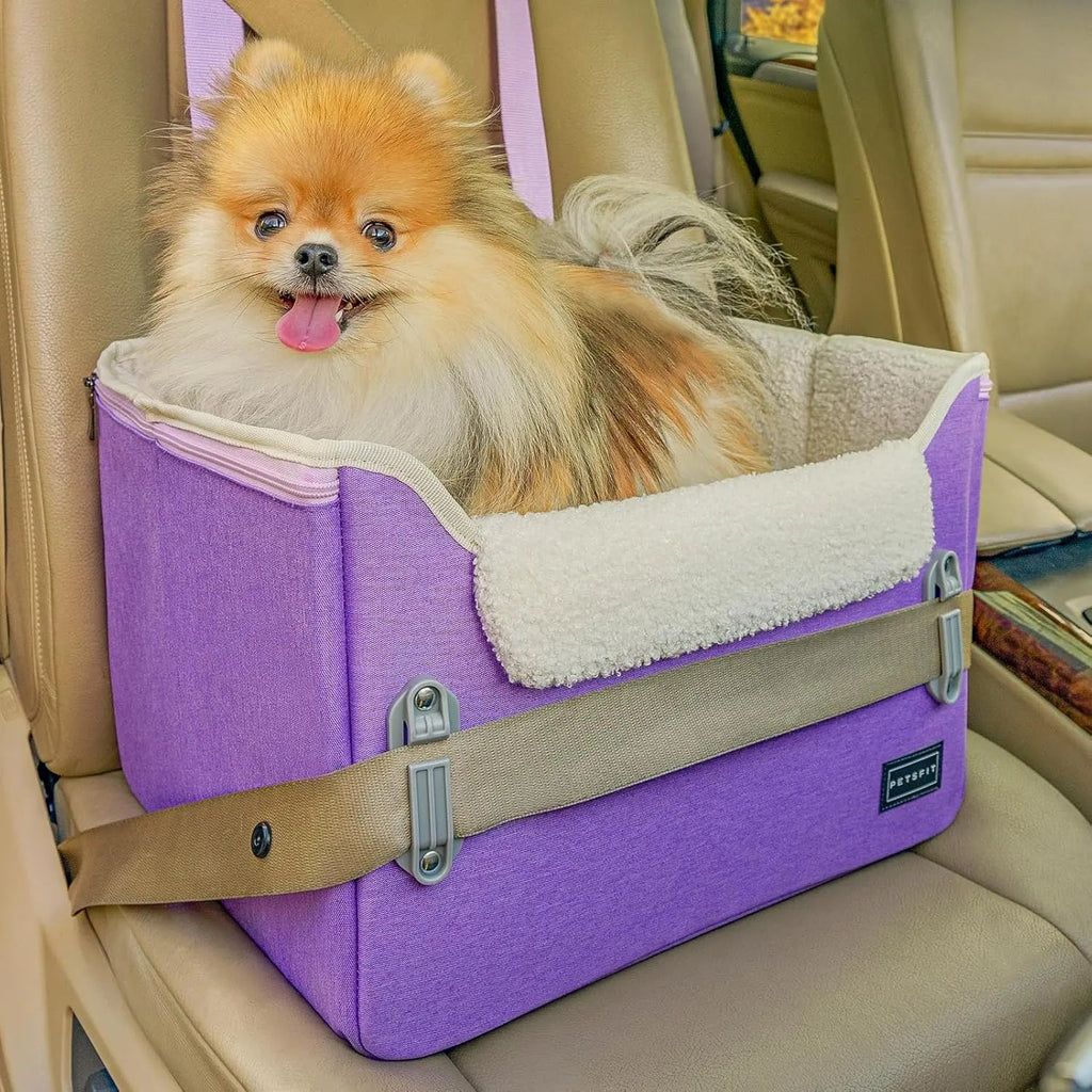Foldable Dog Car Seat Booster – Safety Buckles & Tether
