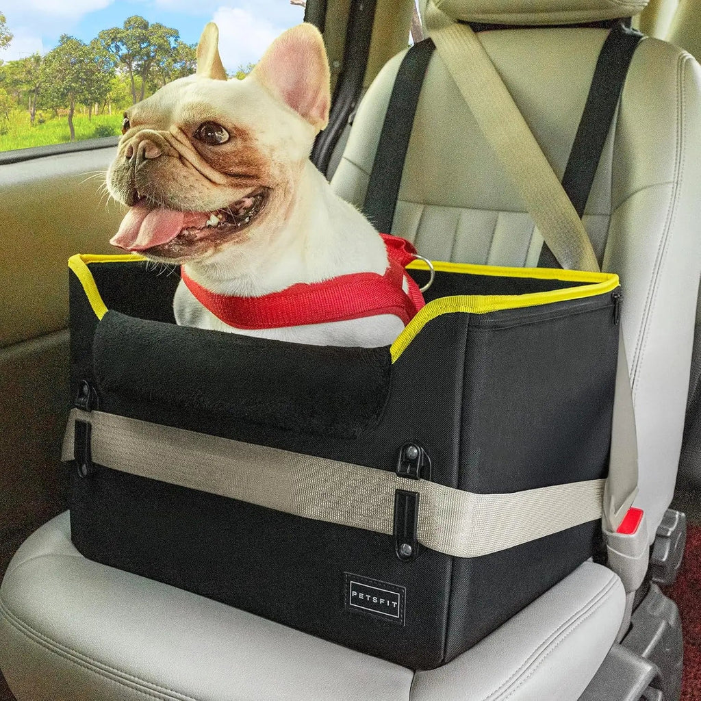 Foldable Dog Car Seat Booster – Safety Buckles & Tether