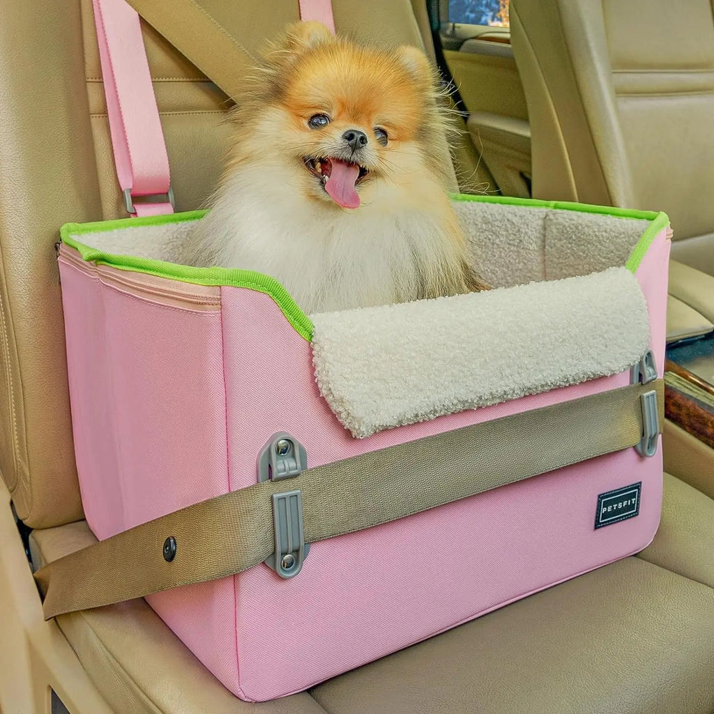 Foldable Dog Car Seat Booster – Safety Buckles & Tether