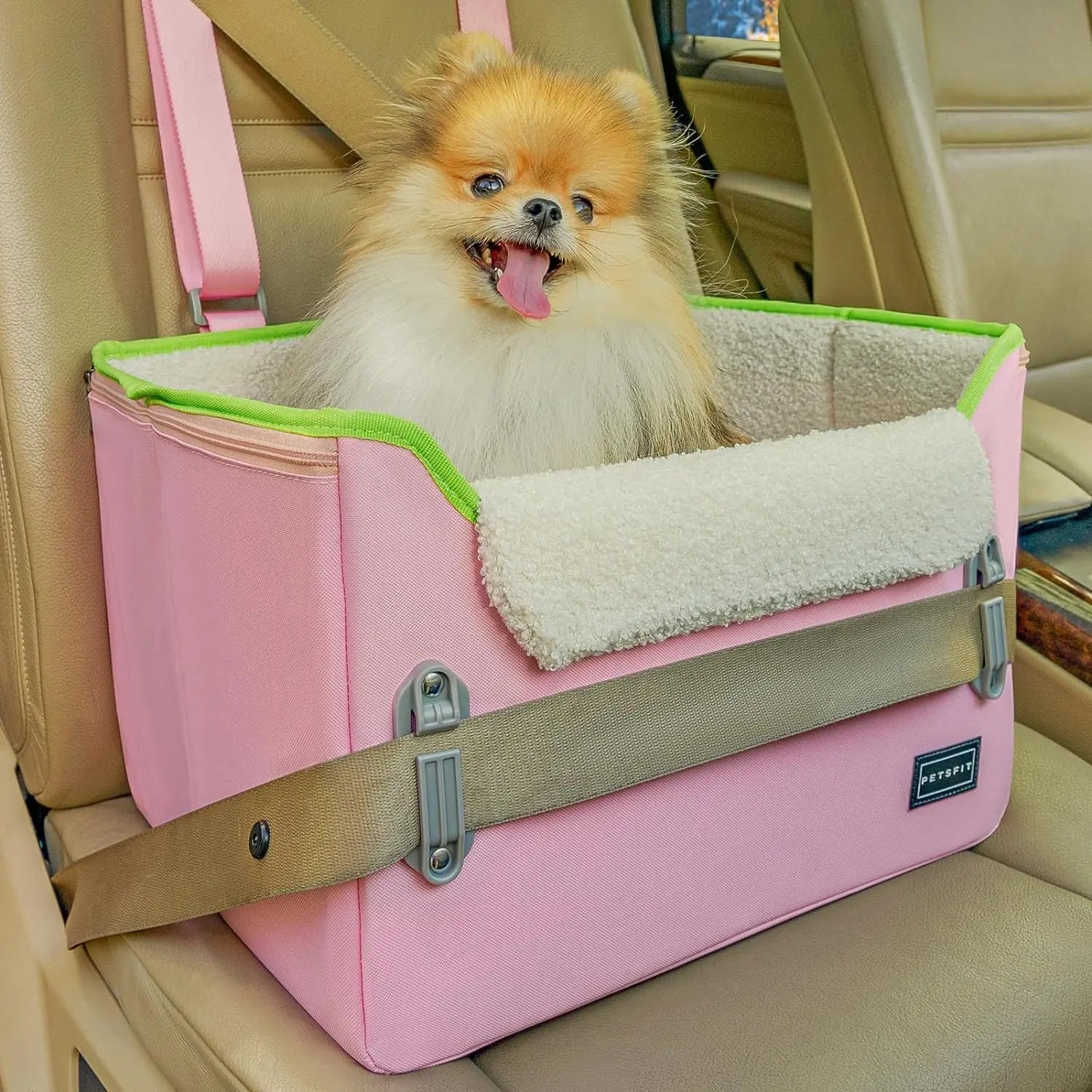 Foldable Dog Car Seat Booster – Safety Buckles & Tether