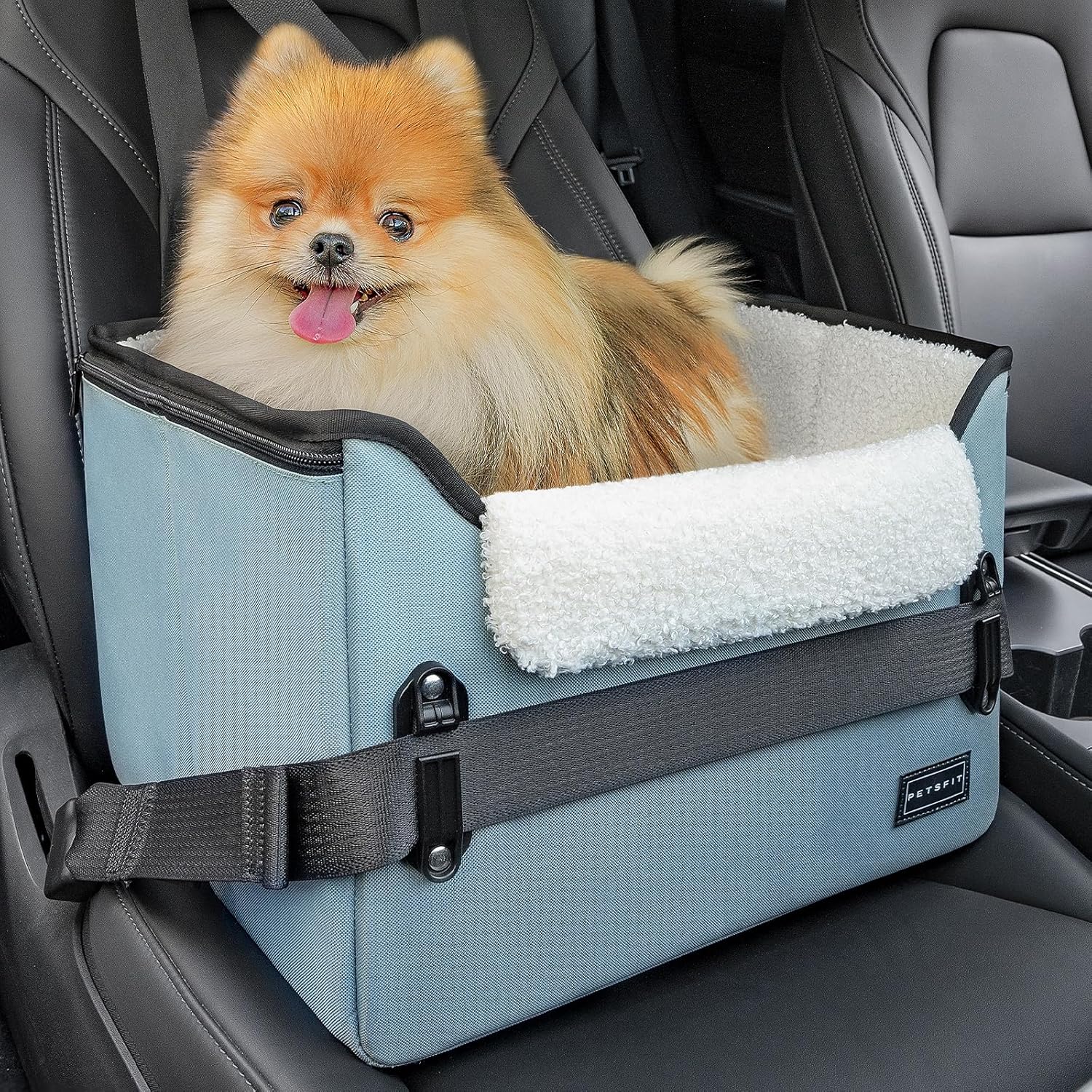 Foldable Dog Car Seat Booster – Safety Buckles & Tether