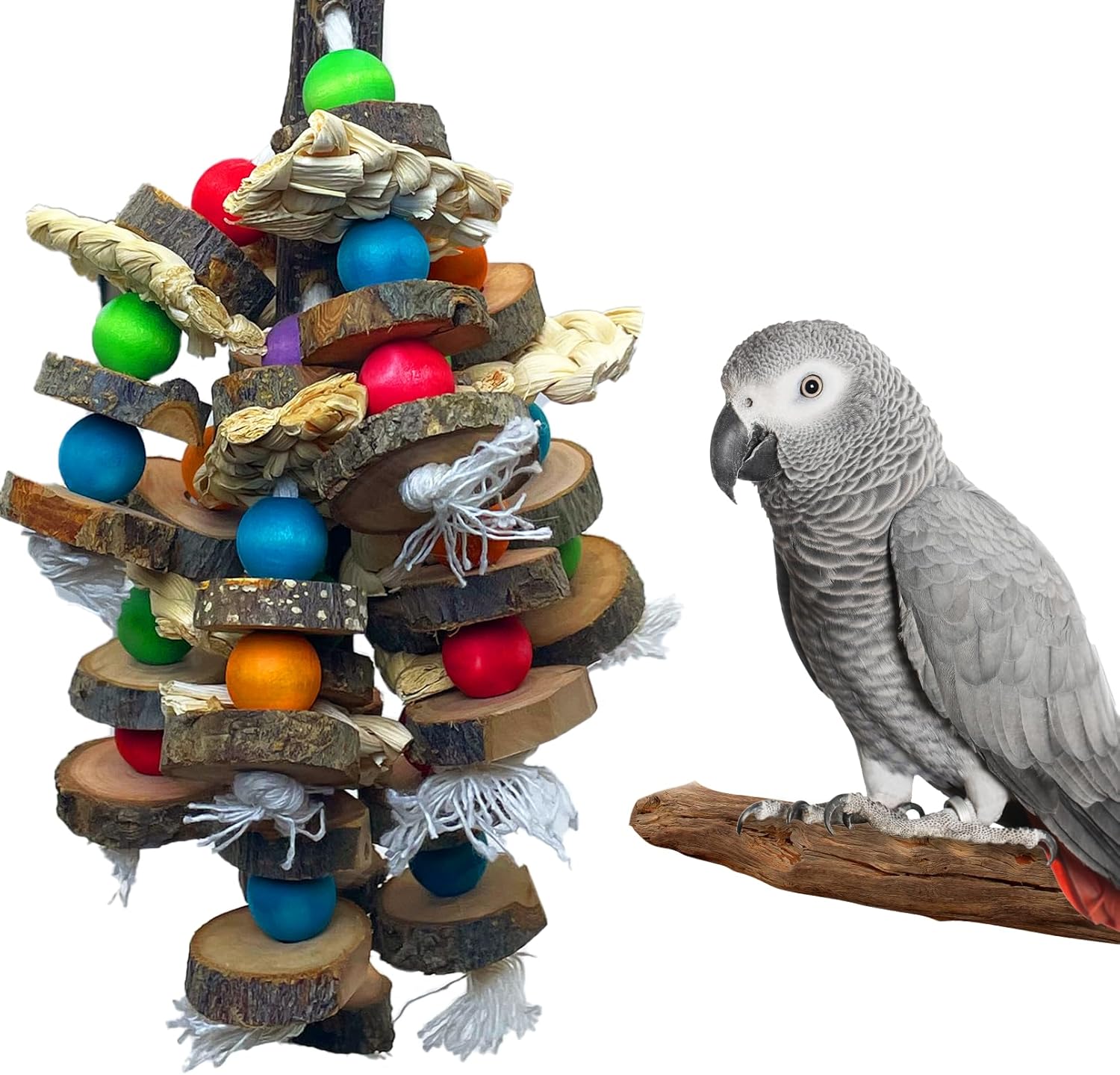 Large Parrot Toy Natural Wood Chew Macaw African Grey Cockatoo Cage