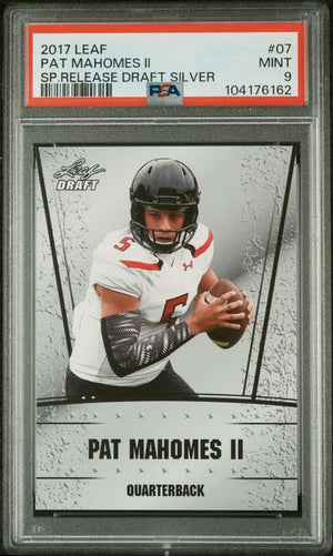 Graded 2017 Leaf Draft Patrick Mahomes II #07 Special Release Silver Rookie RC Football Card PSA 9 Mint