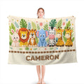 Personalized Safari Name Blanket | Custom Kids & Baby Gift | Nursery Decor
