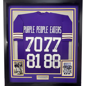 Framed Autographed/Signed Purple People Eaters 35x39 Minnesota Purple Football Jersey Beckett BAS COA