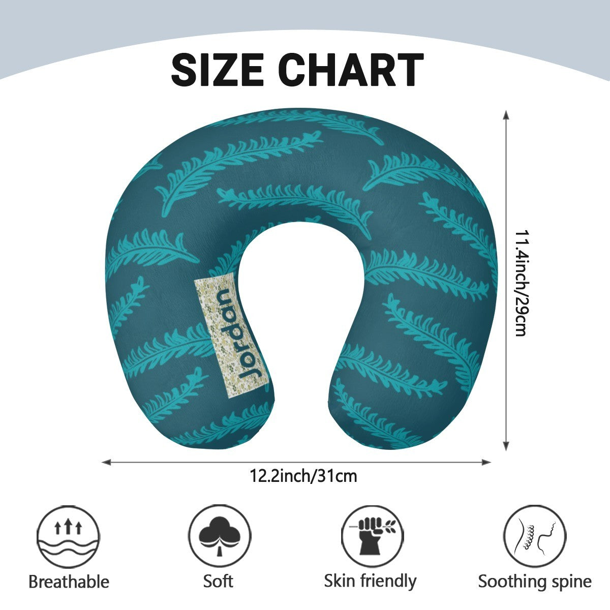 Personalized Fern Leaf Travel Neck Pillow | Custom Name Gift