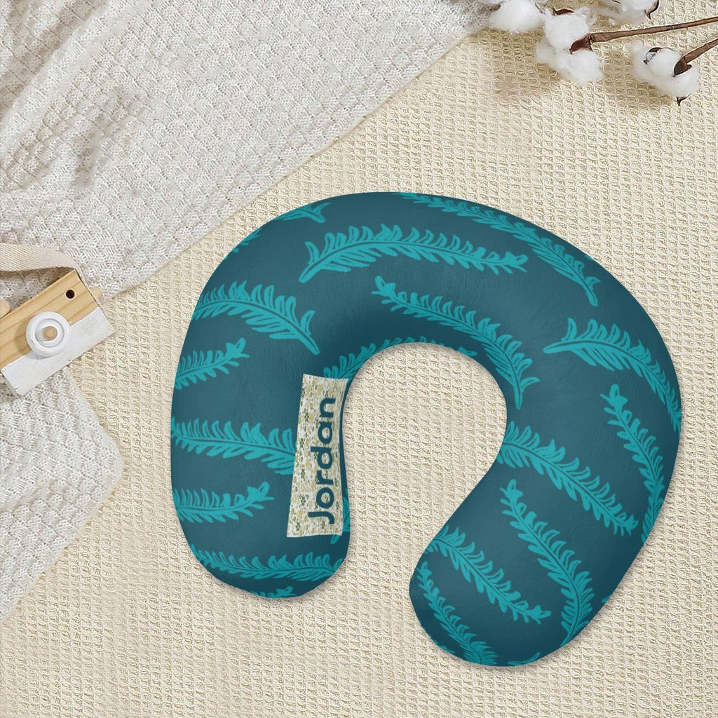 Personalized Fern Leaf Travel Neck Pillow | Custom Name Gift