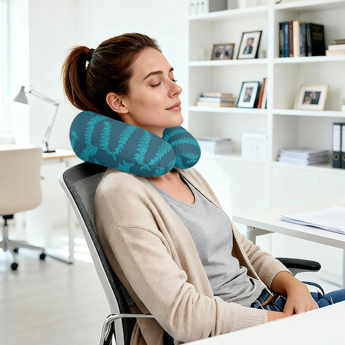Personalized Fern Leaf Travel Neck Pillow | Custom Name Gift