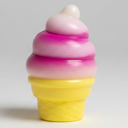 Magenta and White Swirl Ice Cream Cone Squishy (Gelatin Squish)