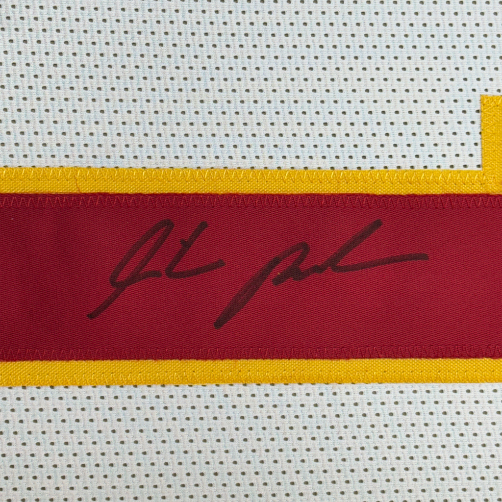 Framed Autographed/Signed Isiah Pacheco 35x39 Kansas City White Football Jersey JSA COA