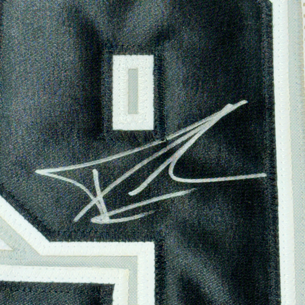 Framed Autographed/Signed Tony Parker 35x39 San Antonio White Basketball Jersey Beckett BAS COA