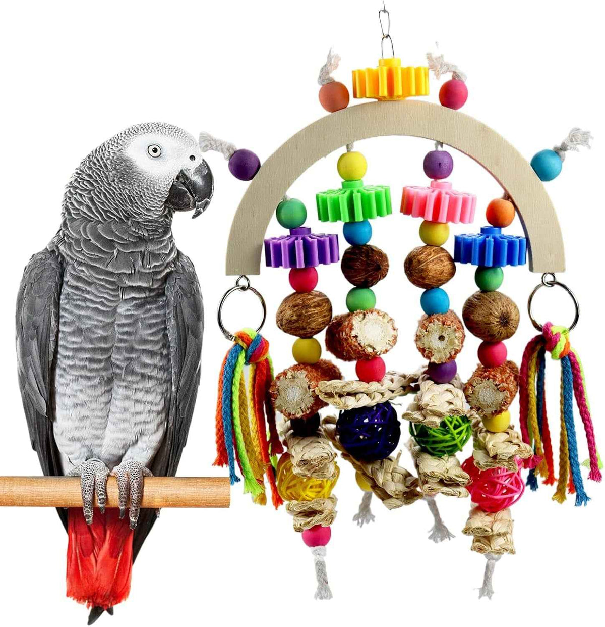 Natural Parrot Bird Chew Toys Corncob Wood & Mango