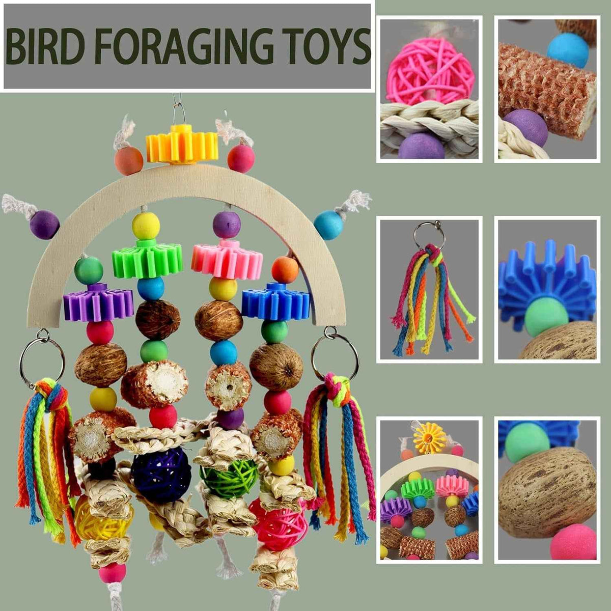 Natural Parrot Bird Chew Toys Corncob Wood & Mango