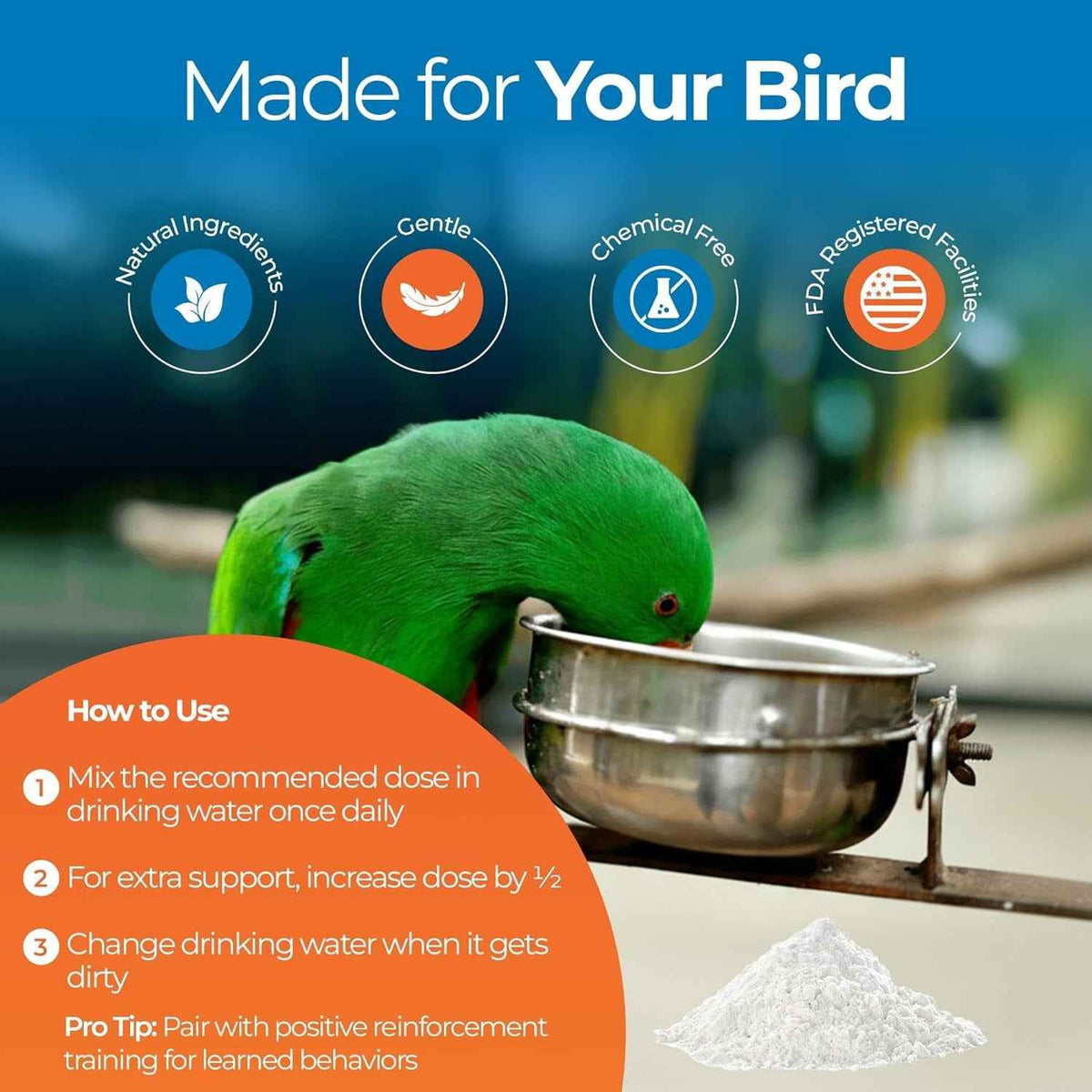 Parrot Calming Supplement Unruffledrx Bird Stress Relief Non Sedating 150 Servings