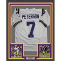 Framed Autographed/Signed Patrick Peterson 35x39 LSU White College Football Jersey JSA COA