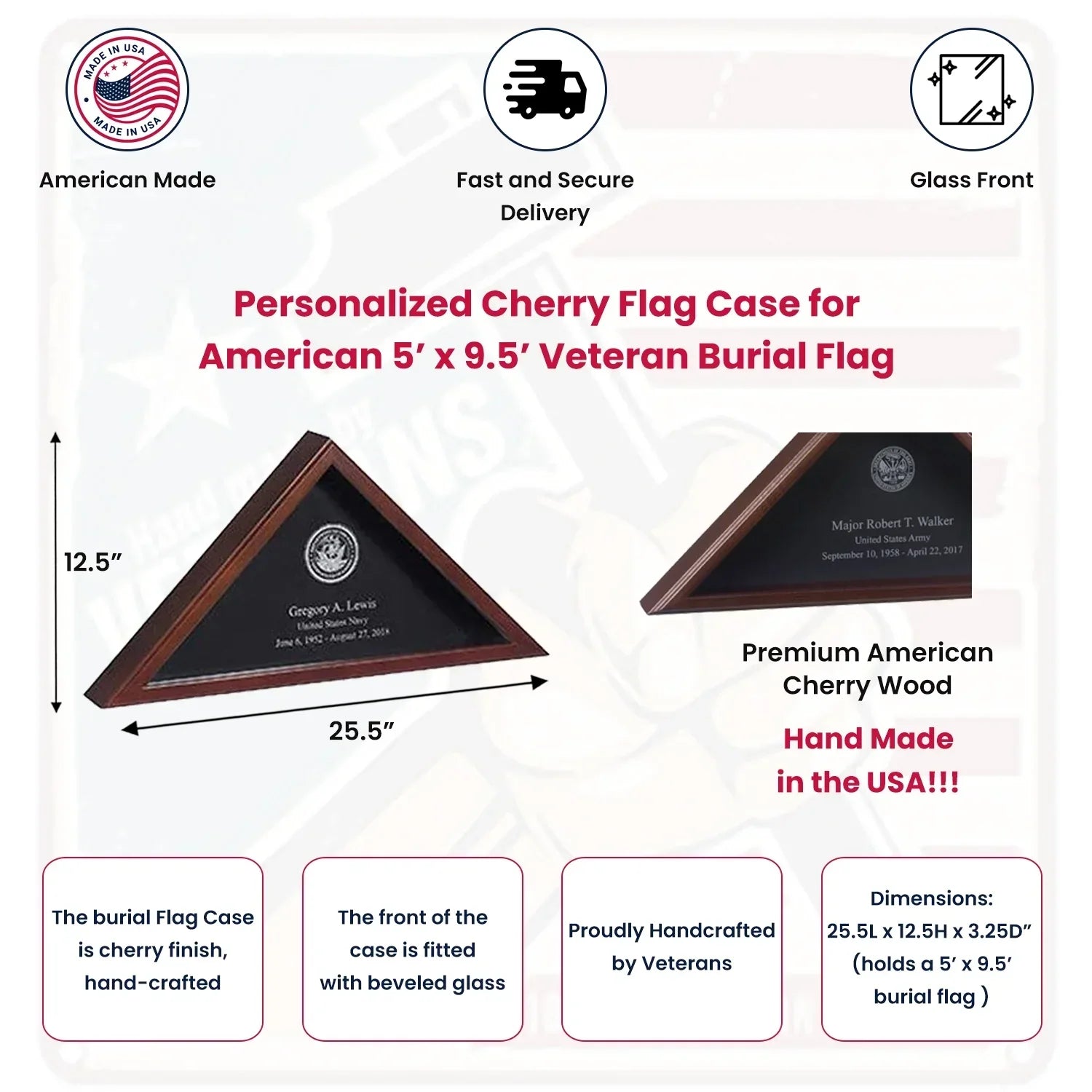 American Flag Display Case for Funeral Burial Flag Shadow Box