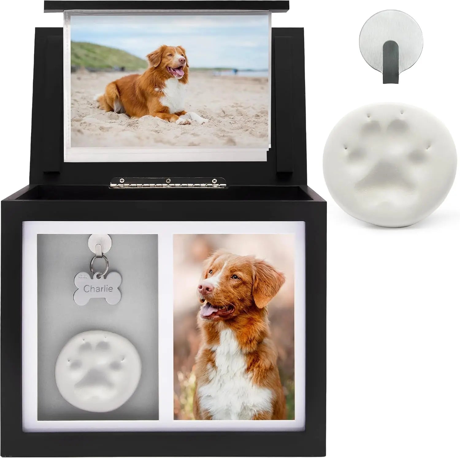 Pet Memorial Urn Keepsake Box – Paw Print Kit & Photo Album