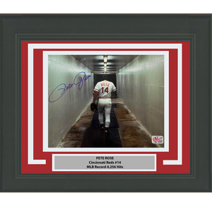 Framed Autographed/Signed Pete Rose Cincinnati Red 8x10 Baseball Photo Athlete Hologram COA Holo #4