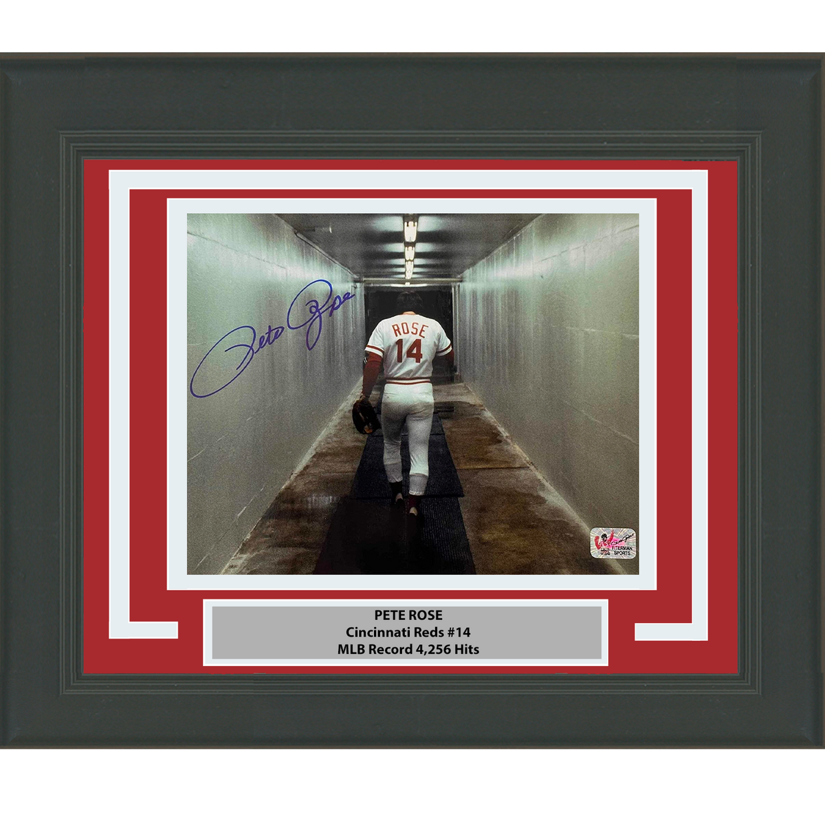 Framed Autographed/Signed Pete Rose Cincinnati Red 8x10 Baseball Photo Athlete Hologram COA Holo #4
