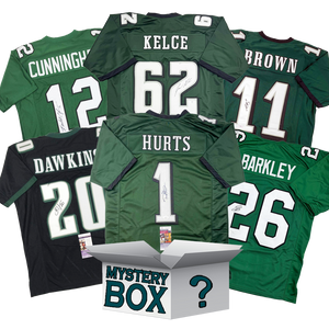 Autographed/Signed Philadelphia Football Jersey Mystery Box with PSA JSA or Beckett COA