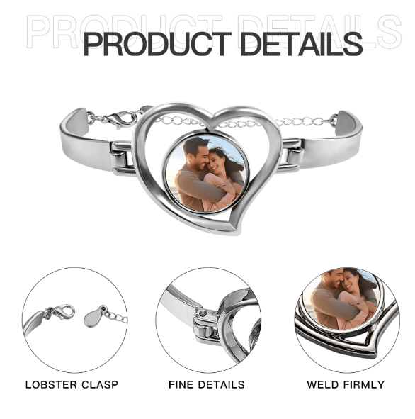 Custom Photo Heart Bracelet – Personalized Picture Bangle