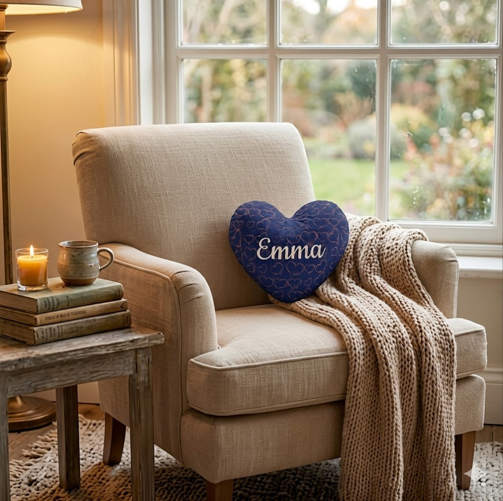 Personalized Heart Pillow with Name | Pink or Blue | 40x40cm & 45x45cm | Cotton filling