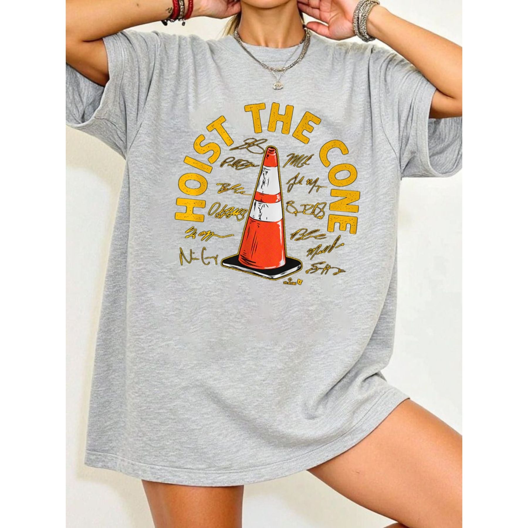 Pittsburgh Baseball "Hoist The Cone" Signatures T-Shirt – Fan-Favorite Black and Gold Graphic Tee, Premium 100% Cotton Steel City Top, Made in USA