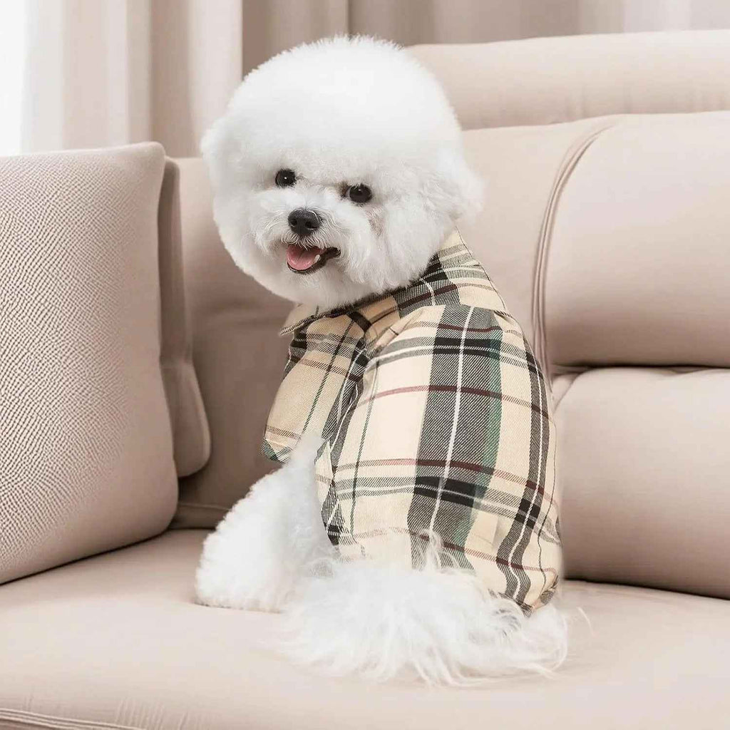 Plaid Dog Polo Shirt Soft Pet Outfit for Small & Medium Dogs and Cats