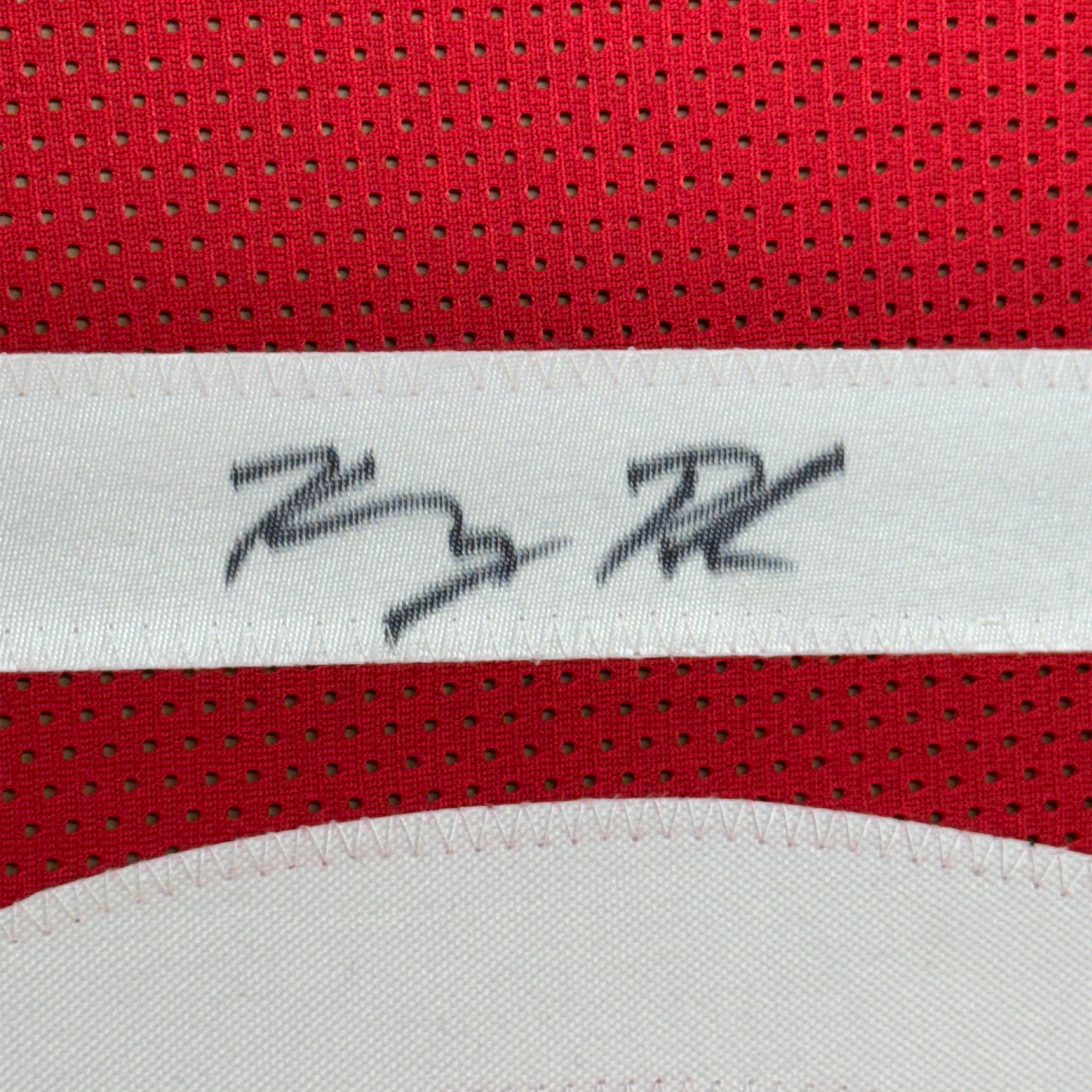 Framed Autographed/Signed Kelsey Plum 35x39 Las Vegas Red Basketball Jersey JSA COA