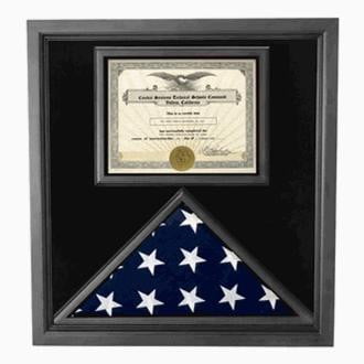 Premium USA-Made Solid wood Flag Document Case Black Finish, American Made
