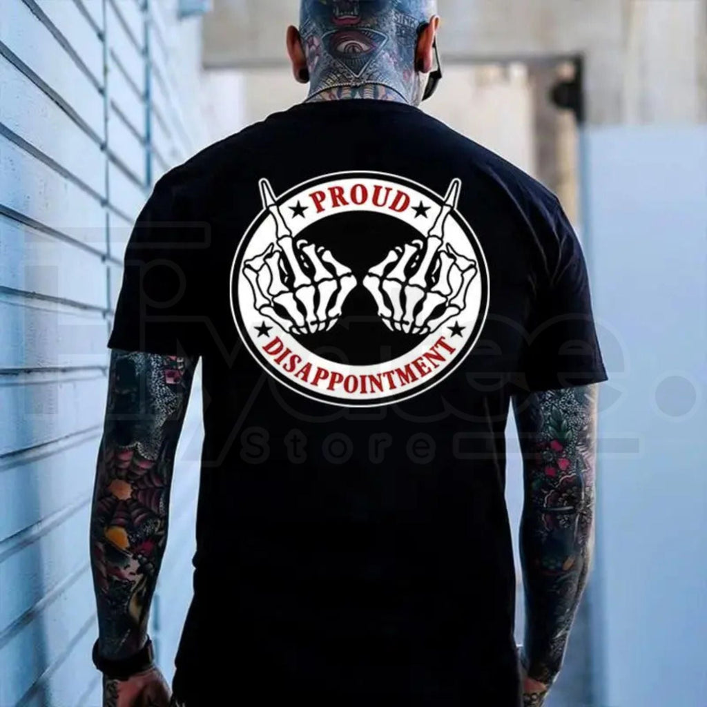 "Proud Disappointment" Defiant Bone Hand T-Shirt – Edgy Streetwear Cotton Tee