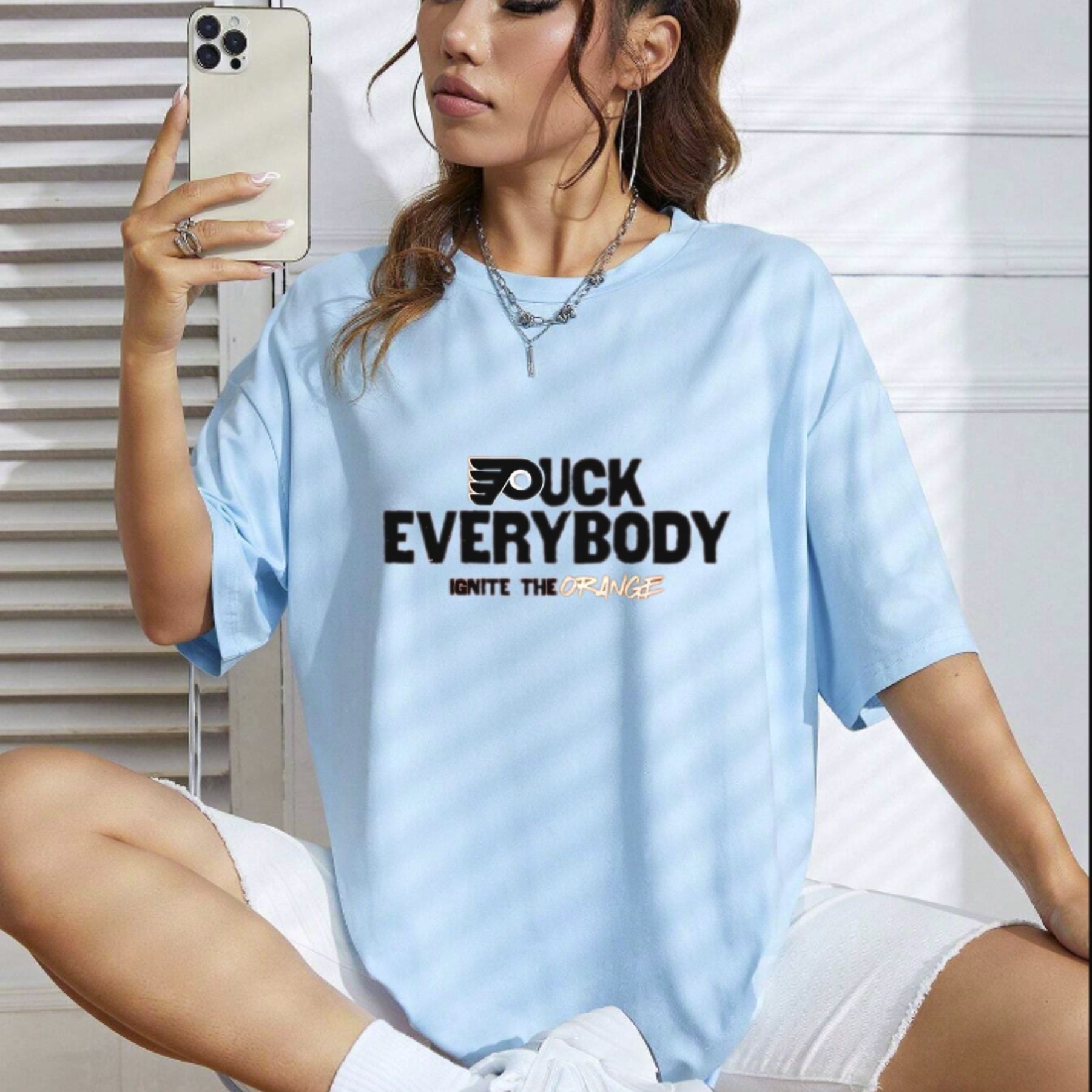 "Puck Everybody" Funny Hockey T-Shirt – Sarcastic Sports Graphic Tee, Unisex Cotton Shirt