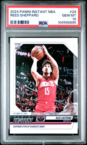 Graded 2024 Panini Instant NBA Reed Sheppard #29 Rookie RC Basketball Card PSA 10 Gem Mint