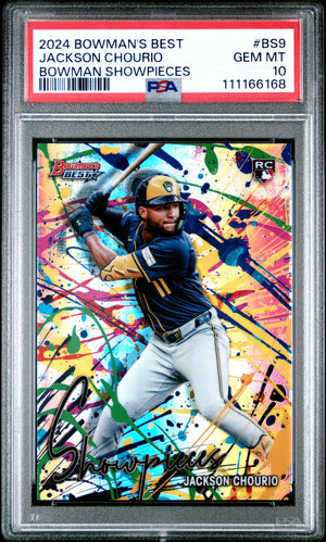 Graded 2024 Topps Bowmans Best Jackson Chourio #BS9 Bowman Showpieces Rookie RC Baseball Card PSA 10 Gem Mint