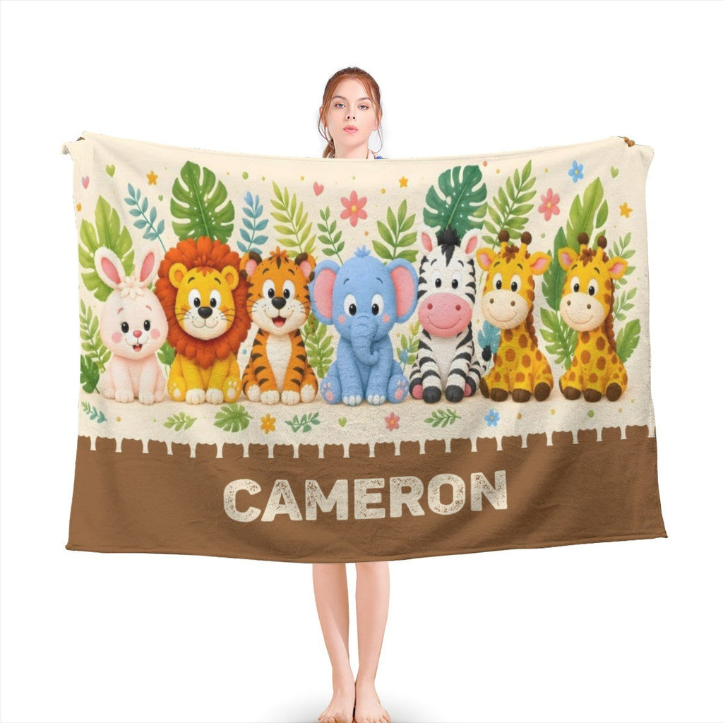 Personalized Safari Name Blanket | Custom Baby & Kids Gift
