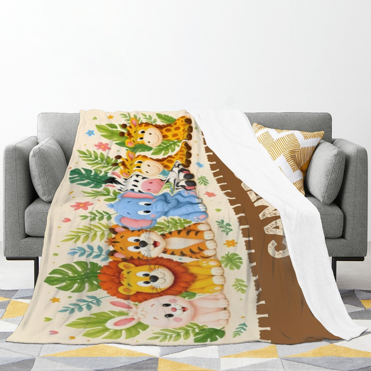 Personalized Safari Name Blanket | Custom Baby & Kids Gift