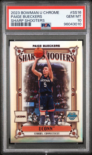 Graded 2023 Topps Bowman U Chrome Paige Bueckers #SS16 Sharp Shooters Rookie RC Basketball Card PSA 10 Gem Mint