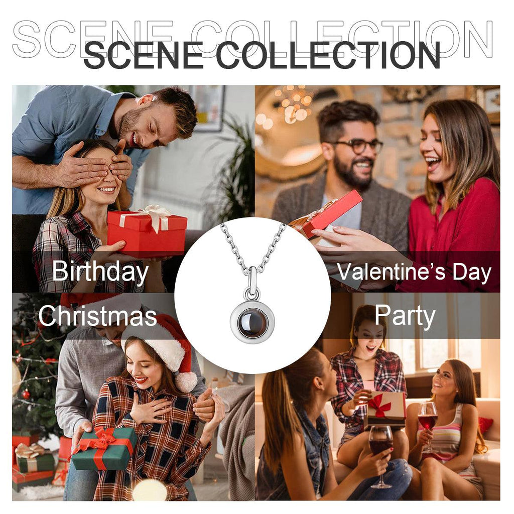 Custom Photo Projection Necklace – Hidden ‘I Love You’ Pendant | Silver, Rose & Gold
