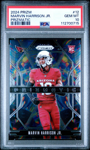 Graded 2024 Panini Prizm Marvin Harrison Jr #12 Prizmatic Rookie RC Football Card PSA 10 Gem Mint