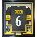 Framed Autographed/Signed Patrick Queen 35x39 Pittsburgh Black Football Jersey JSA COA