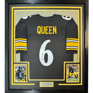 Framed Autographed/Signed Patrick Queen 35x39 Pittsburgh Black Football Jersey JSA COA
