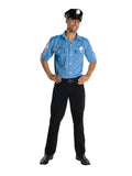 Men's Light Blue Police Officer Costume Top and Hat Set