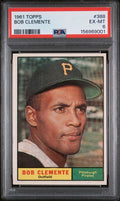 Graded 1961 Topps Bob Roberto Clemente #388 Baseball Card PSA 6 EX-MT