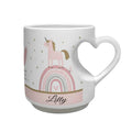 Unicorn Mug - Personalized Unicorn Cup with Heart Shaped Handle & Custom Name