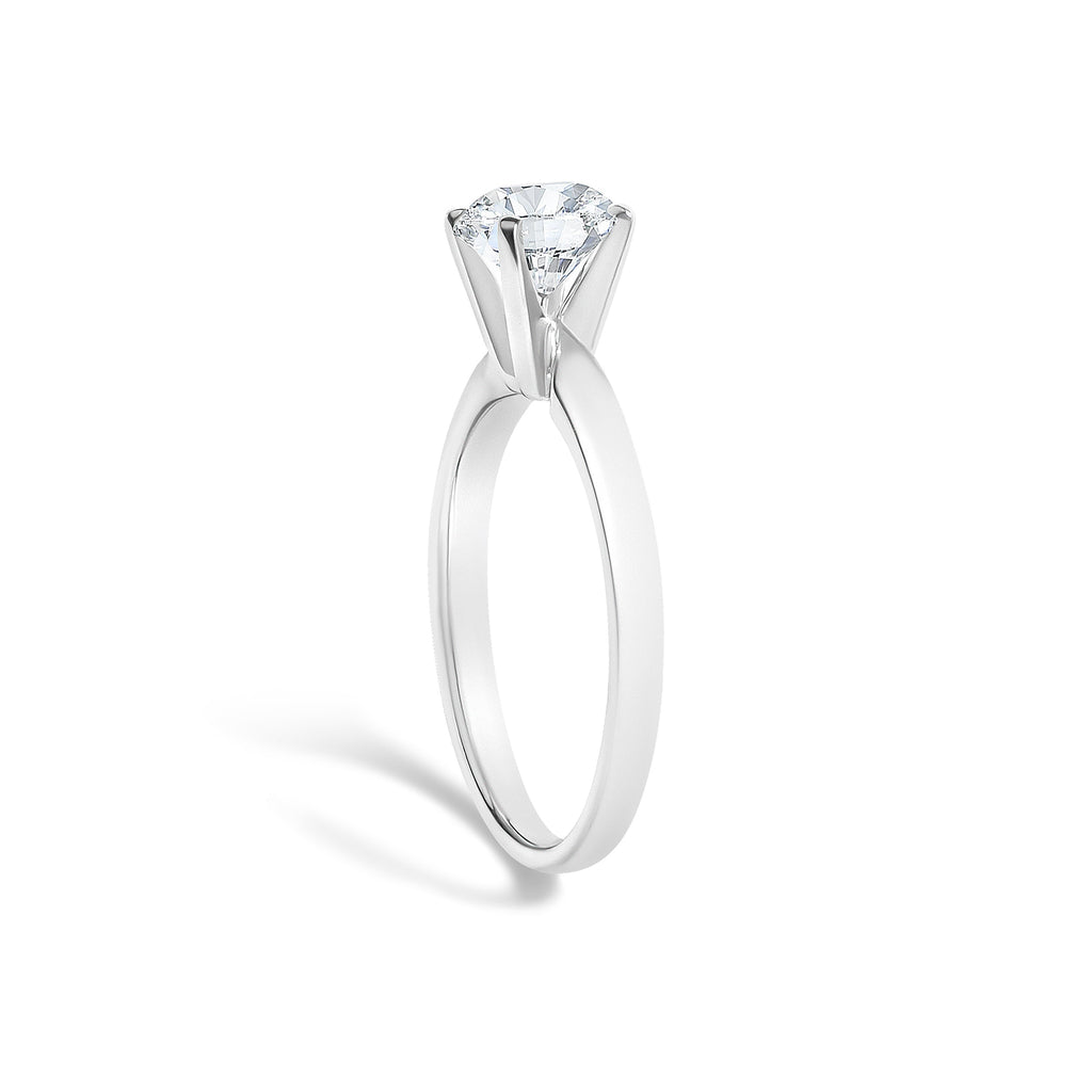 14K White Gold 1.00 Cttw Round Lab Grown Diamond Solitaire Ring